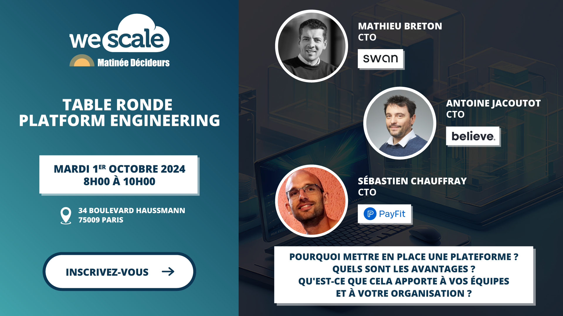 Invitation matinée décideurs - Table ronde Platform Engineering